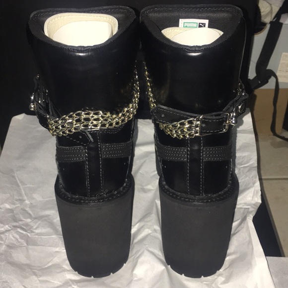 Rihanna Fenty SB Wedge Boots Black Silver Puma - Picture 4 of 7